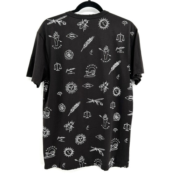 NWT CHASER Mens Gray Distressed Siempre Justice Graphic Print T-Shirt Large - Picture 2 of 5